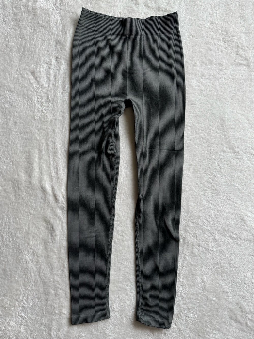 Zara Limitless Contour Seamless Ribbed Leggings Gray M-L High Rise